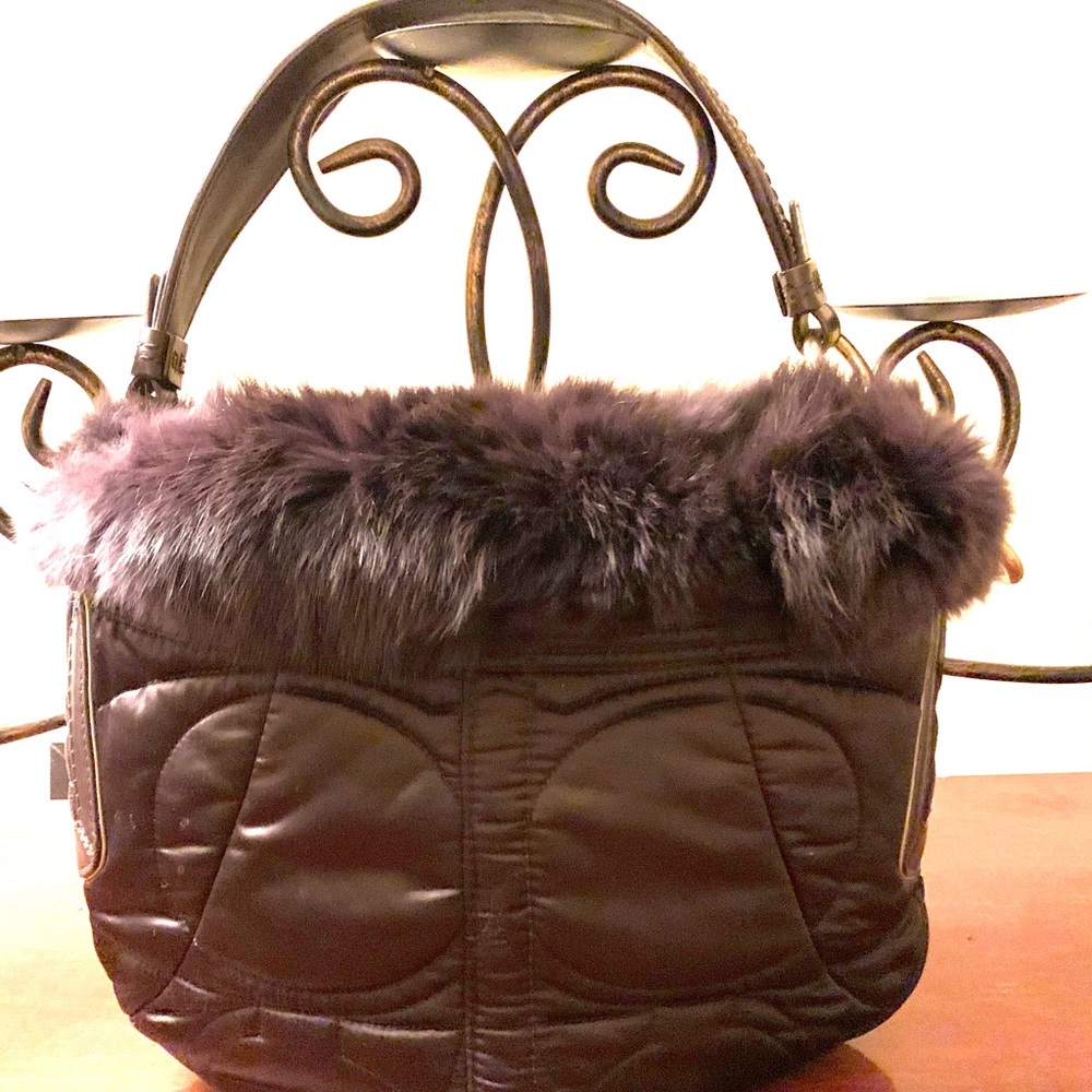 💯Authentic Coach Suede/Fur Hobo Bag